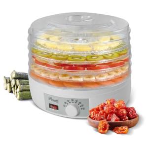 Rosewill Food Dehydrator Machine, 5 BPA-Free 12.6’ Trays, Adjustable Temperature Controls | 95-158°F | 350W, Jerky, Herbs, Fruit, Veggies, Dried Snacks, White