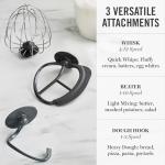 Martha Stewart Stand Mixer, 12 Speed, Tilt-Head, 5.3QT Stainless Steel Bowl, Splash Guard with Pour Chute, Whisk, Dough Hook, Flat Beater, Electric Kitchen Baking Mixer, Bread, Cake, Whip, Caviar Gray