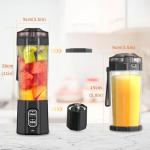 Portable Blender, 360 Watt Personal Blenders with Pulse Mode, Shakes and Smoothies, 6000mAh, BPA Free 24 Oz Blender Cup with 6 Blades and Lid, USB-C, Self Cleaning Portable Juicer For Travel, Black