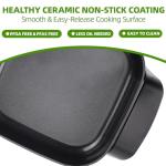 I-Keukenn 8" Electric Skillet with PFAS-Free Non-Stick Ceramic Coating, Removable Frying Pan, Adjustable Temperature, Reversible Design, Tempered Glass Lid, Vibrant Green