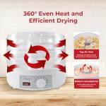 Rosewill Food Dehydrator Machine, 5 BPA-Free 12.6’ Trays, Adjustable Temperature Controls | 95-158°F | 350W, Jerky, Herbs, Fruit, Veggies, Dried Snacks, White
