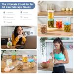 DRKIO 16 Oz Overnight Oats Containers with Lids - 4 Pack Glass Storage Jars with Airtight Lids Wide Mouth Mason Food Jars Great for Meal Prep Salad Chia Pudding Snacks Yogurt Sugar Spice Cereal