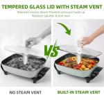 I-Keukenn 8" Electric Skillet with PFAS-Free Non-Stick Ceramic Coating, Removable Frying Pan, Adjustable Temperature, Reversible Design, Tempered Glass Lid, Vibrant Green