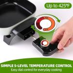 I-Keukenn 8" Electric Skillet with PFAS-Free Non-Stick Ceramic Coating, Removable Frying Pan, Adjustable Temperature, Reversible Design, Tempered Glass Lid, Vibrant Green