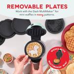 Dash MultiMaker® Mini System Removable Plate Set - Nonstick Replacement Plates for Fun-Shaped Waffle Breakfast - Waffle Maker Not Included - 4-Inch - Two-Pack - Unicorn & Dinosaur
