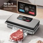95kPa Powerful Vacuum Sealer for Food, Fully Automatic 10-in-1 Vacuum Sealer Machine with Easy Handle, Built-in Cutter & Roll Storage, Digital Countdown Display, Premium Stainless Steel Design