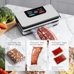 95kPa Powerful Vacuum Sealer for Food, Fully Automatic 10-in-1 Vacuum Sealer Machine with Easy Handle, Built-in Cutter & Roll Storage, Digital Countdown Display, Premium Stainless Steel Design