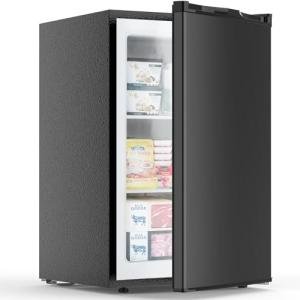 COWSAR 3.0 Cu.Ft Upright Freezer, Compact Freezer, Standing Deep Freezer with Adjustable Thermostat, Removable Shelves & Reversible Door, Fast Cooling for Office,Dorm,Commercial, Black