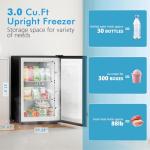 COWSAR 3.0 Cu.Ft Upright Freezer, Compact Freezer, Standing Deep Freezer with Adjustable Thermostat, Removable Shelves & Reversible Door, Fast Cooling for Office,Dorm,Commercial, Black