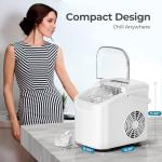 Countertop Ice Maker Machine, 8 Ice Cubes in 6 mins, 26lb/Day Ice with 2 Sizes- Portable Mini, Energy Saving & Basket/Scoop for Home/Party/Travel/Camping/Bar,White