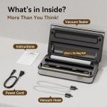 95kPa Powerful Vacuum Sealer for Food, Fully Automatic 10-in-1 Vacuum Sealer Machine with Easy Handle, Built-in Cutter & Roll Storage, Digital Countdown Display, Premium Stainless Steel Design