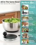 SveBake Stainless Steel Salad Spinner with Storage Lid, 5.3 Qt, BPA-Free, 4-in-1 Multi-Functional Lettuce Spinner, Fruit & Vegetable Washer, Easy Clean, Stop Button, Non-Slip Base