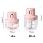 WONCHIEF 2-in-1 Electric Food Chopper with Dual Blades & Bowls | USB Rechargeable Mini Kitchen Processor for Garlic, Vegetables, Fruits | Portable Masher for Indoor/Outdoor Cooking (250ml+100ml)