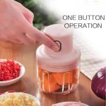 WONCHIEF 2-in-1 Electric Food Chopper with Dual Blades & Bowls | USB Rechargeable Mini Kitchen Processor for Garlic, Vegetables, Fruits | Portable Masher for Indoor/Outdoor Cooking (250ml+100ml)