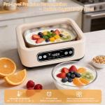 Yogurt Maker with, Real-Time Countdown, Temp & Timer Control (1-99h),Temp Control 21°C-48°C, 1.6L Stainless Steel Inner Pot + 9 Dishwasher-Safe Jars – Effortless Homemade Greek & Probiotic Yogurt