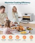 28QT Air Fryer Toaster Oven Combo, Large 12-in-1 Convection Countertop Oven with 3-Layer Cooking, Rotisserie for Chicken, 6 Heating Tubes, Fast Preheat, Fit 11" Pizza, All Accessories, Stainless Steel