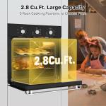 ThermoMate 24" Electric Wall Oven, ETL Certified, 2.8 Cu. Ft. Built-in Electric Wall Oven with 5 Cooking Functions, Black, Anti-Mistouch Knob, Removable 3-Layer Glass Door, 2200W