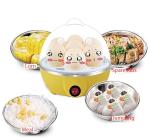 Egg Steamer, Two Layers Pink 6 Inch Diameter Plug-in Steamer for Egg, Corn, Stuffed Bun and Meal (Pink)