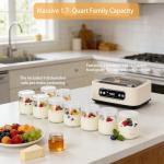 Yogurt Maker with, Real-Time Countdown, Temp & Timer Control (1-99h),Temp Control 21°C-48°C, 1.6L Stainless Steel Inner Pot + 9 Dishwasher-Safe Jars – Effortless Homemade Greek & Probiotic Yogurt