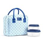 Fit & Fresh Bloomington Lunch Bag for Women - Insulated Large Lunch Box for Work with Containers, Leak-Resistant, Stain-Resistant, Zipper Closure, Tiny Blue Flowers