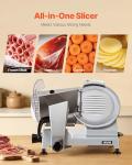 VEVOR 10" Commercial Meat Slicer, 240W Electric Deli Food Slicer with Carbon Steel Blade, Built-In Sharpener & 0-0.47" Adjustable Thickness for Frozen Meat, Ham, Baguett, Steak, UL Approved