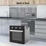 ThermoMate 24" Electric Wall Oven, ETL Certified, 2.8 Cu. Ft. Built-in Electric Wall Oven with 5 Cooking Functions, Black, Anti-Mistouch Knob, Removable 3-Layer Glass Door, 2200W