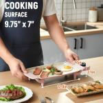 I-Keukenn Small Electric Griddle, 10 Inch Mini Ceramic Non-Stick Electric Skillet with Adjustable Thermostat, 1200W Single Serve Grill for Breakfast, Cooking for Pancakes, Eggs, Sausage, Pink