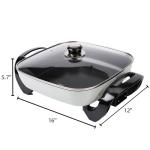 I-Keukenn 12" Ceramic Nonstick Electric Skillet with Tempered Vented Glass Lid, Scratch-Resistant Surface, Cool-Touch Handles, Removable Easy-to-Clean Design, 1200W, Vibrant Green