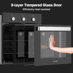 ThermoMate 24" Electric Wall Oven, ETL Certified, 2.8 Cu. Ft. Built-in Electric Wall Oven with 5 Cooking Functions, Black, Anti-Mistouch Knob, Removable 3-Layer Glass Door, 2200W