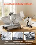 VEVOR 10" Commercial Meat Slicer, 240W Electric Deli Food Slicer with Carbon Steel Blade, Built-In Sharpener & 0-0.47" Adjustable Thickness for Frozen Meat, Ham, Baguett, Steak, UL Approved