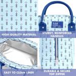 Fit & Fresh Bloomington Lunch Bag for Women - Insulated Large Lunch Box for Work with Containers, Leak-Resistant, Stain-Resistant, Zipper Closure, Tiny Blue Flowers