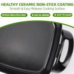 I-Keukenn 12" Ceramic Nonstick Electric Skillet with Tempered Vented Glass Lid, Scratch-Resistant Surface, Cool-Touch Handles, Removable Easy-to-Clean Design, 1200W, Vibrant Green