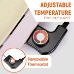 I-Keukenn Small Electric Griddle, 10 Inch Mini Ceramic Non-Stick Electric Skillet with Adjustable Thermostat, 1200W Single Serve Grill for Breakfast, Cooking for Pancakes, Eggs, Sausage, Pink