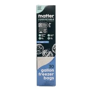 Matter Compostable Gallon Freezer Bags for Food Storage, Eco-Friendly, Resealable, Food Storage Bags, 30 Count