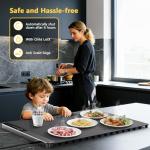 Food Warming Mat with 3-Zone Heating Mode, Redagod Electric Warming Tray with 9 Temperature & 8 Timer Settings, Hook and Roll Up Storage, Portable Countertop Food Heating Mat for Home Daily Use, Gray