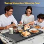 Food Warming Mat with 3-Zone Heating Mode, Redagod Electric Warming Tray with 9 Temperature & 8 Timer Settings, Hook and Roll Up Storage, Portable Countertop Food Heating Mat for Home Daily Use, Gray