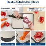 Garvee Stainless Steel Cutting Board for Kitchen, Double Sided Chopping Board with Deep Juice Groove & Handle, Stainless Steel/PP, Dishwasher Safe, 15x10 Inch (15.2"L x 10.5"W)