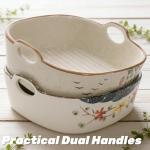 YIMITEE 2 Pack Ceramic Small Casserole Dishes, 7" x 6.5" Baking Dish for Toaster Oven, 20 OZ Deep Lasagna Pan with Handles, Durable Vintage Bakeware Pans for Cake Brownie Kitchen, Microwave Safe