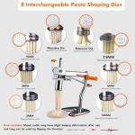 SXSJMY Pasta Maker Machine | Noodle Maker, Steel Pasta Press with 8-Mold for Home Use, Pasta Machine Makes Maccheroni Fettuccine & Tagliolini,30s Fast Press, Pasta Extruder with Cleaning Brush