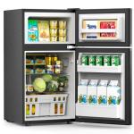 COWSAR 3.2 Cu.Ft Fridge with Freezer, Double Door Compact Fridge for Bedroom, Adjustable Thermostat, Energy-efficient Low Noise Small Refrigerator For Dorm, Office, Bar, RV, Bedroom,Commercial