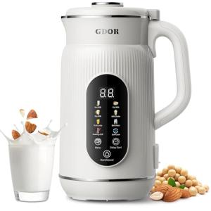 GDOR 42oz Smart Nut Milk Maker, 9-in-1 Plant Milk Machine for Almond, Oat, Soy, Juice & Smoothie, Large Touch Display Blender with Keep Warm, Boil Water, 12H Delay and Self-Cleaning