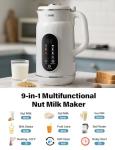 GDOR 42oz Smart Nut Milk Maker, 9-in-1 Plant Milk Machine for Almond, Oat, Soy, Juice & Smoothie, Large Touch Display Blender with Keep Warm, Boil Water, 12H Delay and Self-Cleaning