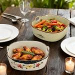 YIMITEE 2 Pack Ceramic Small Casserole Dishes, 7" x 6.5" Baking Dish for Toaster Oven, 20 OZ Deep Lasagna Pan with Handles, Durable Vintage Bakeware Pans for Cake Brownie Kitchen, Microwave Safe