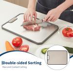 Garvee Stainless Steel Cutting Board for Kitchen, Double Sided Chopping Board with Deep Juice Groove & Handle, Stainless Steel/PP, Dishwasher Safe, 15x10 Inch (15.2"L x 10.5"W)