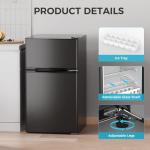 COWSAR 3.2 Cu.Ft Fridge with Freezer, Double Door Compact Fridge for Bedroom, Adjustable Thermostat, Energy-efficient Low Noise Small Refrigerator For Dorm, Office, Bar, RV, Bedroom,Commercial