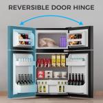 COWSAR 3.2 Cu.Ft Fridge with Freezer, Double Door Compact Fridge for Bedroom, Adjustable Thermostat, Energy-efficient Low Noise Small Refrigerator For Dorm, Office, Bar, RV, Bedroom,Commercial