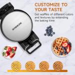 Waffle Maker, Double Belgian Waffle Maker 180°Flip, 1400W Waffle Iron 8 Slices, Rotating & Nonstick Plates with Removable Drip Tray for Easy Clean, Stainless Steel, Locking Buckle & Cool Touch Handle
