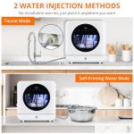 Smart Compact Dishwasher with 6 Wash Cycles & Dual Fill Technology, Countertop Portable for Modern Apartments, Dorms, and Boats – No Installation, Space-Saving Design with Self-Priming Mode