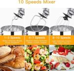 7.5 QT Stand Mixer, 10-Speed Tilt-Head Electric Dough Mixer with Stainless Steel Bowl, Includes Dough Hook, Wire Whisk, and Beater, with Splash Guard for Home Cooks, Silver