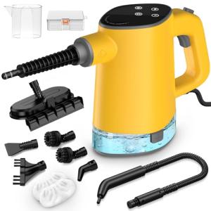 Steam Cleaner, Adjustable Handheld Steam Cleaner for Home, 10s Fast Heat-Up & 450mL Tank, Multi-Surface Portable Steamer for Cleaning Floor/Grout/Car/Kitchen & Bathroom Yellow